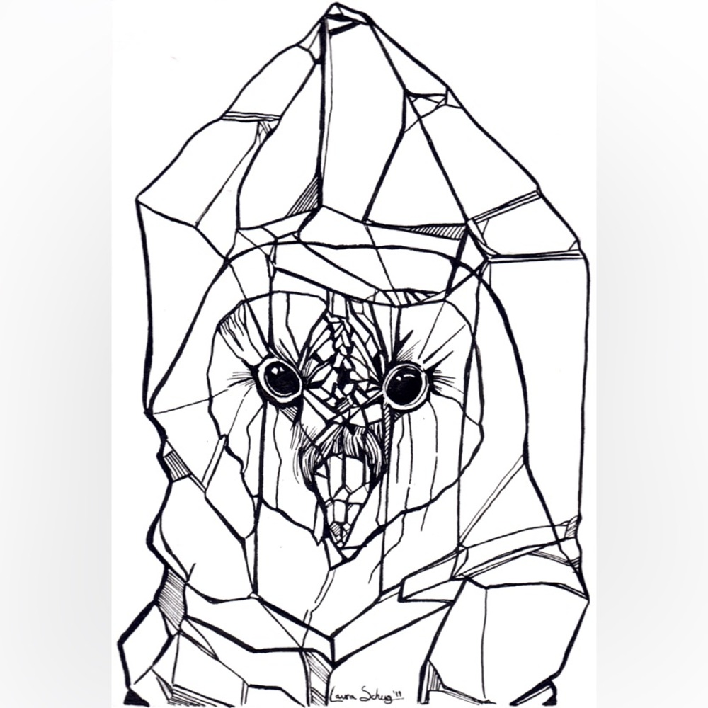 Crystal Owl original ink art